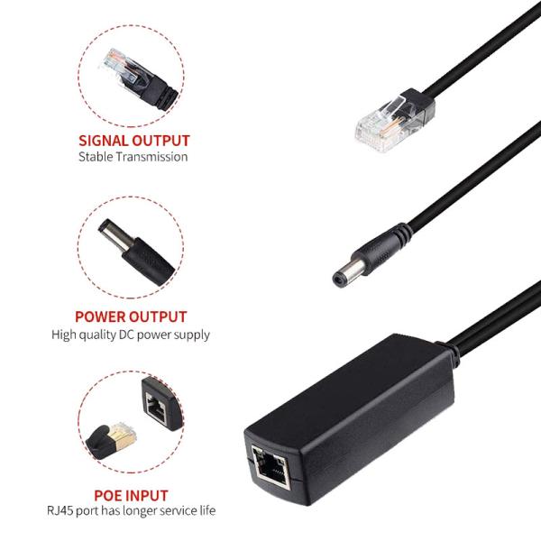 12W 10/100Mbps Power Over Ethernet Splitter 48V To 12V 1A