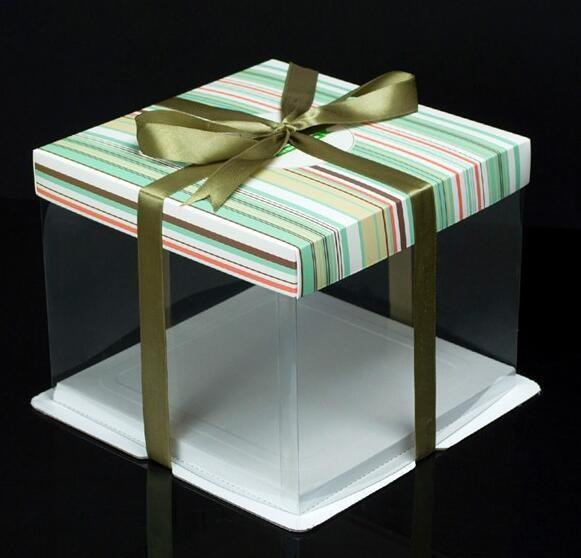 plain white 6" 8 "10" 12 "14" design your clear hard pet heavy cake box,Wholesale custom white cardboard cake box with w
