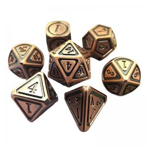 China Antique Bronze Metal Dice Set Fifth Person Gaming Color Stray Earth Alloy Dice on sale