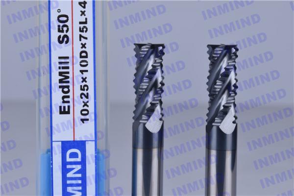 AlTiN Coated Milling Machine Tool Bits , Middle Speed Aluminum Cutting End Mills