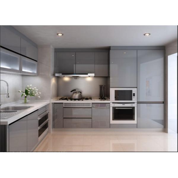 Simple Traditional Mdf Wood Kitchen Cabinets , Pull Out Slider Basket Kitchen Cupboard