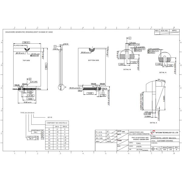 Customized Electronic Components Connectors 8.5mm Height KEY M NGFF M.2 Connector