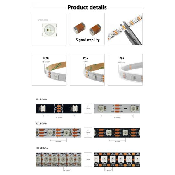 WS2812 IC LED Pixel Strip Light DC5V RGB Full Color Programmable