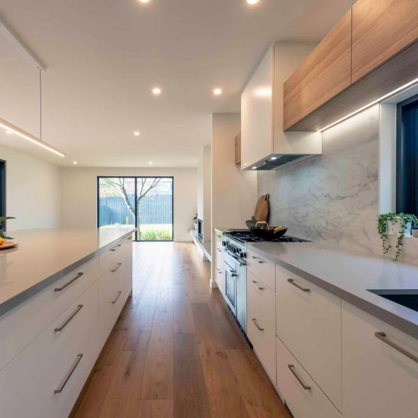 L Shape Open Type Melamine Kitchen Cabinet With Island
