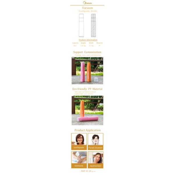 Round 60ml Airless Pump Vacuum Toothpaste Dispenser Bottle Pp Eakproof Toothpaste Container