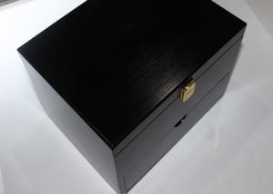 Quality Woman Solid Wood Jewelry Box , Black Color Handcrafted Wood Decorative Boxes for sale