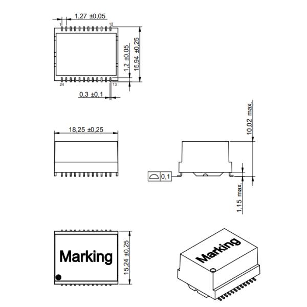 1000 Base-T Non-PoE Ethernet Magnetic Transformers 7490240142