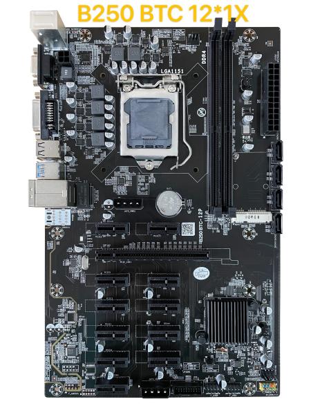 Buy B250 Mining Motherboard BTC 12*1X PC1-E16X LGA 1151 DDR4 SATA3.0 Support at wholesale prices