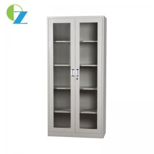China Commercial Steel Metal File Storage Cabinet Office Furniture 2 Swing Glass Door on sale