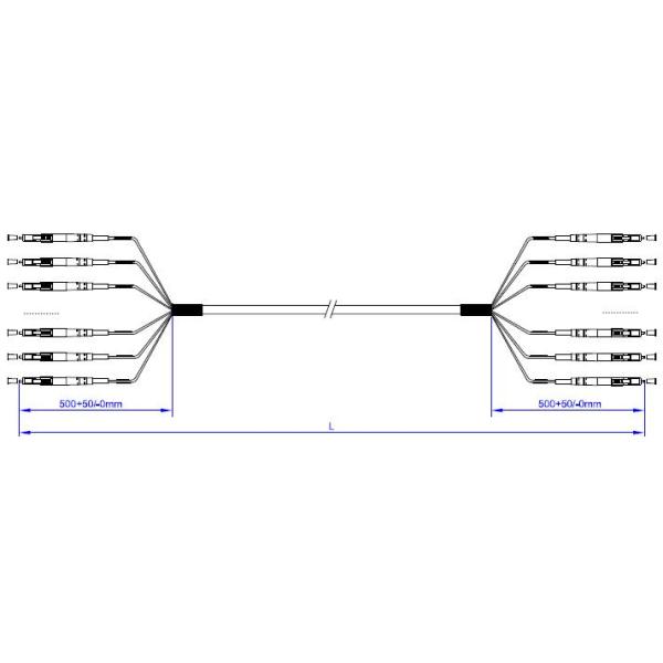 12F breakout 2.0mm LC UPC to LC UPC Fiber Optic Patch Cable SM 9 /125 Yellow LSZH for Vertical wiring between floors