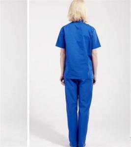 Quality Stand Collar Scrubs Medical Uniforms , Short Sleeve Cotton Green Surgical Gown for sale