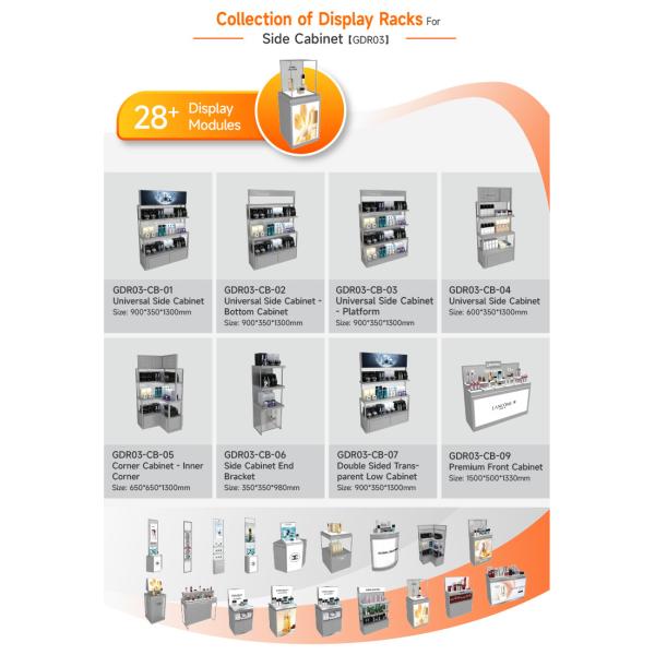 Retail Shop Cabinet Grey Wooden Boutique Edge Cabinet With Light Box For Trendy Shop Decoration And Premium Store Fixtures