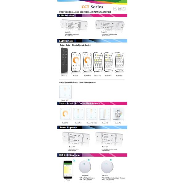 RF CCT Wireless LED Light Controller , 5 Models Led Dimmer Remote Control