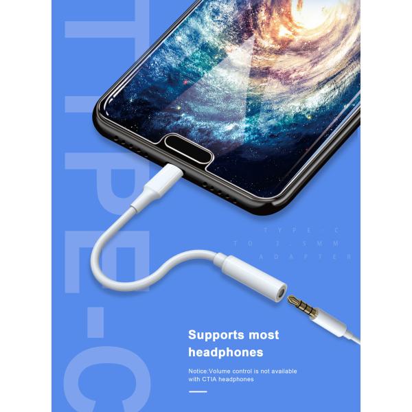 White OCC 10-13cm Usb Type C Audio Cable Type C To 3.5mm Headphone Jack