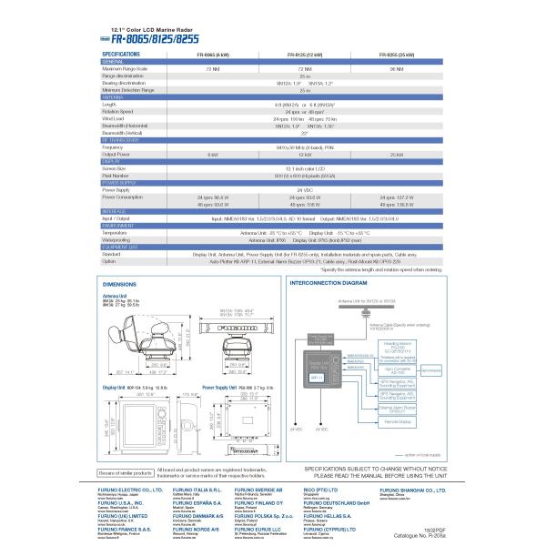 12.1 Inch Display Furuno Arpa Radar 72nm Open Array Antenna