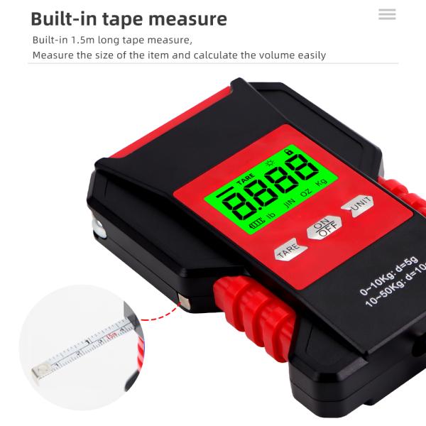 Digital Waterproof Rechargeable Hanging Scale Luggage Scale 50kg 0.01kg LCD Display Fishing Scale With Measuring Tape IP68