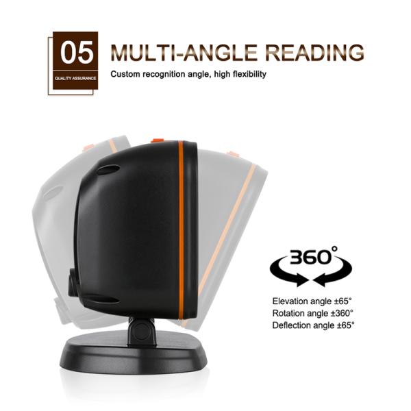China Factory 1d 2d Barcode Scanner Desktop Table Top Omnidirectional Qr Code Reader for Supermarket