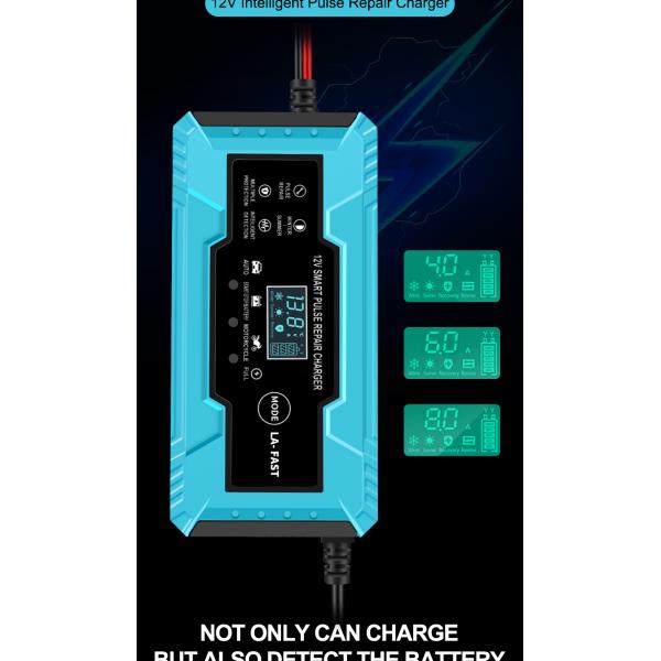 90% Charging Efficiency 12V 8A 10A 12A 15A Automatic Intelligent Pulse Repair Battery Charger with CE RoHS FCC Certified and Digital Display