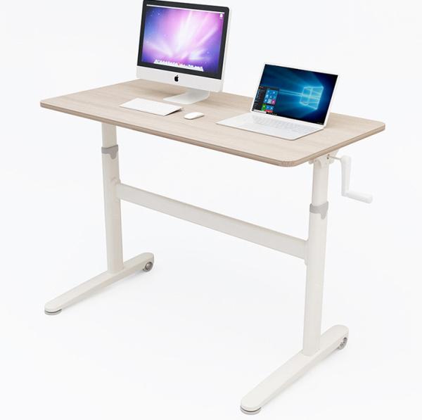 Buy Custom Rustic Brown Hand Crank Standing Desk with Bamboo Desktop and SPCC Steel Frame at wholesale prices