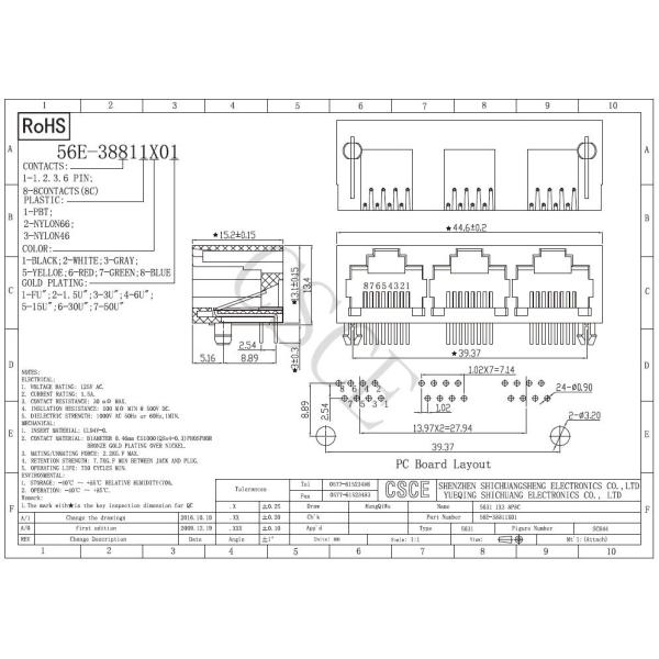 Metal Shielded RJ45 Multiple Port Connectors Ethernet Interface