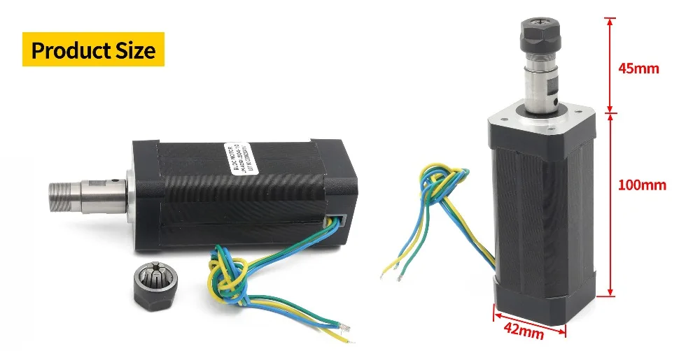 Square DC Brushless CNC Spindle Motor Kit 104W ER8 & DBD200 24V For Router Milling