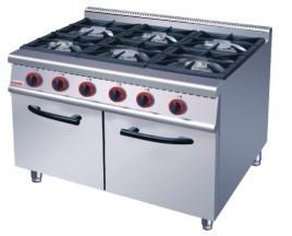 China CE 6 Burner Gas Range Commercial Cooking Equipments With Cabinet on sale