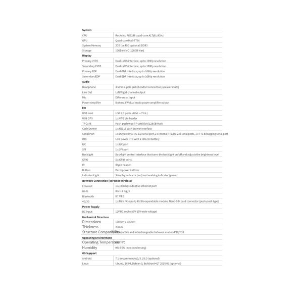P3X Smart POS Terminal Mainboard with Primary LVDS, Secondary LVDS, Primary EDP, Secondary EDP