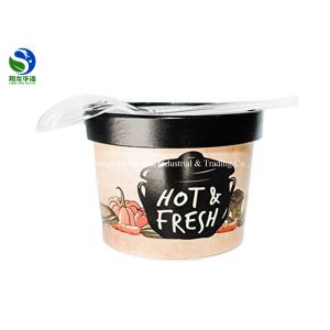 Quality Biodegradable Kraft Paper Disposable Salad Soup Bowls with Lid for sale