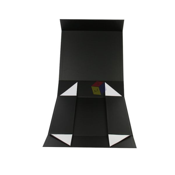 Luxury Rigid Cardboard Collapsible Folding Packaging Black Clothing Boxes With Magnetic Closure