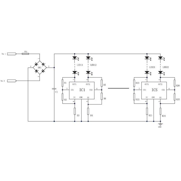 F2722 LED Integrated Lamps ODM Solutions Dual Channel Constant Power Linear Program Chip IC