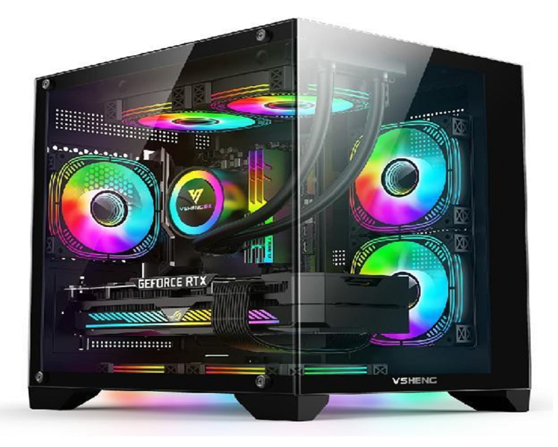 Panoramic Design RGB Lighting Supports Micro-ATX/Mini-ITX Fits 330mm GPUs 4 Slots And 170mm CPU Coolers 6 Fan Mounts