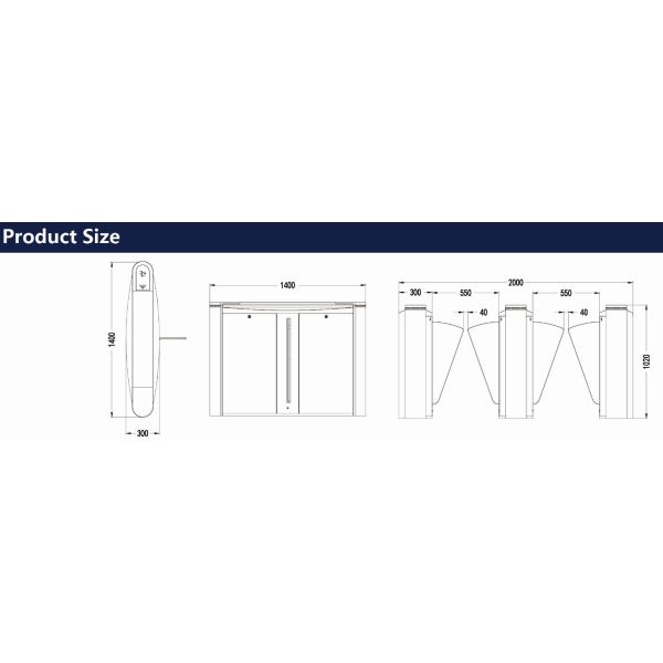 Automatic Entrance Baffle Gate Turnstile Flap Barrier Turnstile Access Control Fast