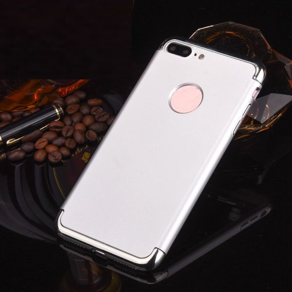 3 in 1 Hard PC Plating Border Solid Color Back Cover Cell Phone Case For iPhone 7 7 Plus 6 6s Plus