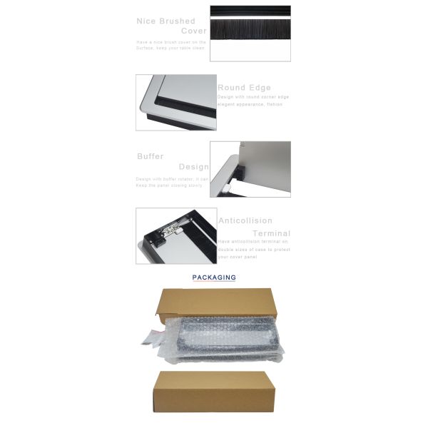 BNT Aluminum Desktop Socket Brushed Manual Flip Lid Cable Management Grommet Cover