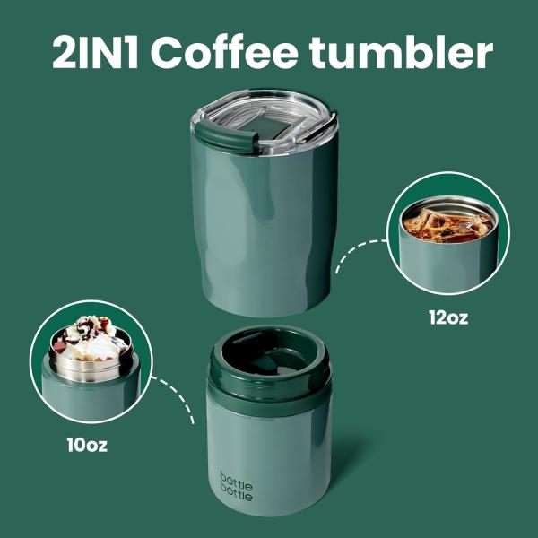 Buy 13.5 Ounces 2 In 1 Double Section Mugs Insulated Tumblers With 2 Lids For Beverages at wholesale prices