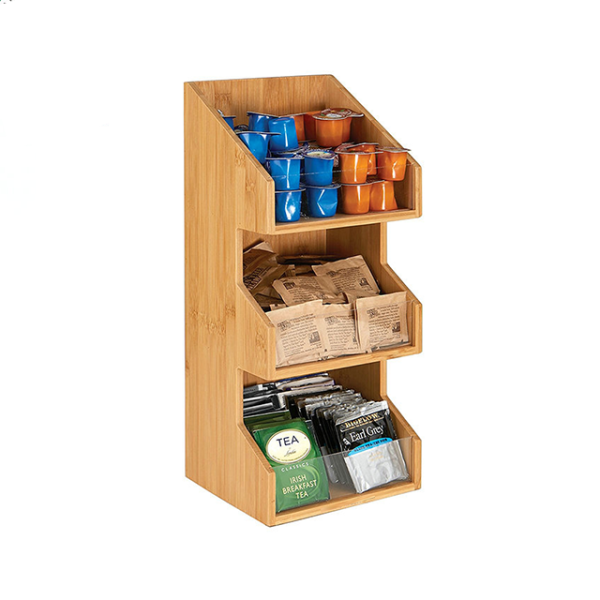 Lacquer Bamboo Tea Bag Storage Rack Display Rack Snack Rack Storage Organizer With 3 Tier