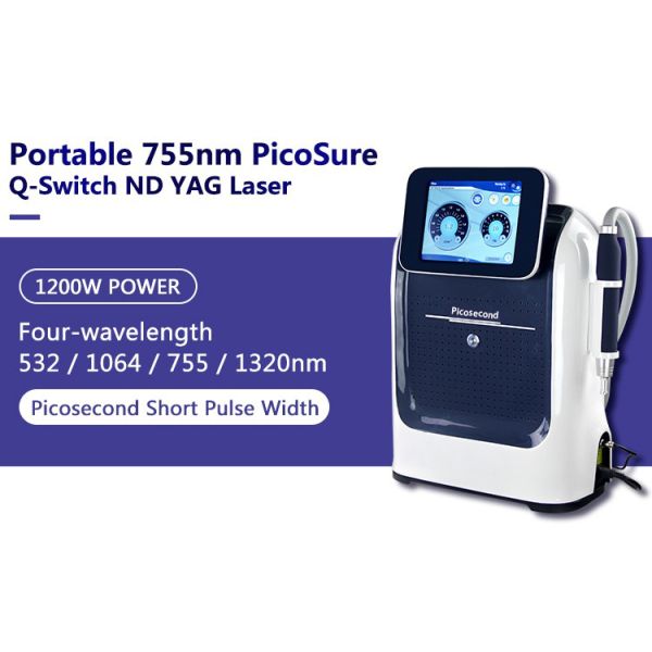 Portable 10.4 Inch Touch Screen Q Switched Nd Yag Laser Tattoo Removal Pico Second Beauty Machine