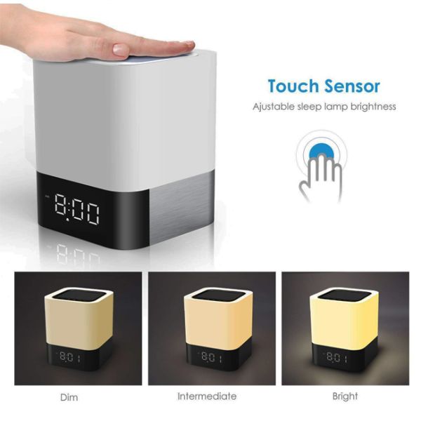 LED Night Light Clock Radio Bluetooth Speaker All In1 , Bluetooth Speaker And Alarm Clock