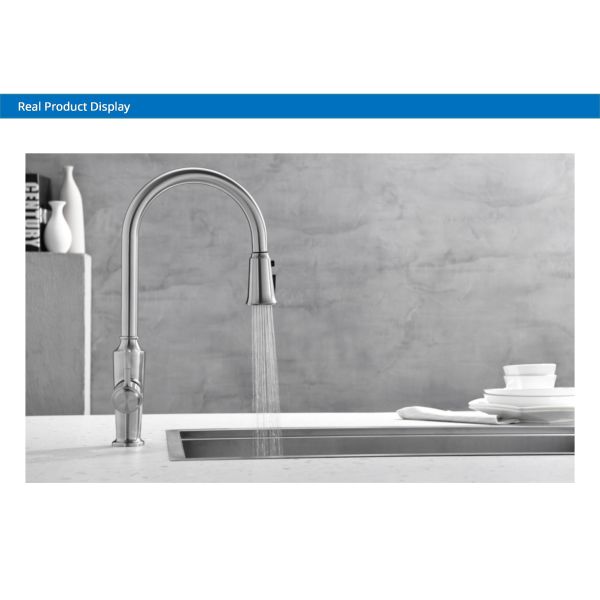 High Arch One Touch Kitchen Faucet Anti Clogging Nozzle Kitchen Pull Out Tap