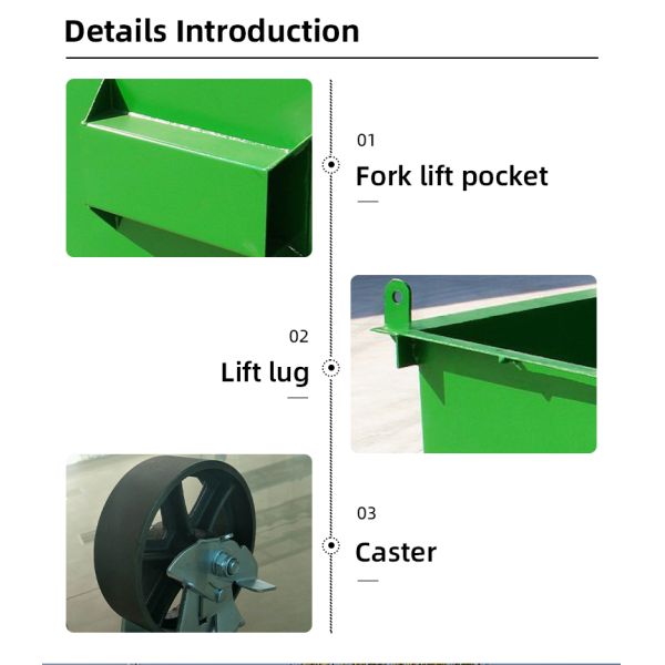Garbage Management Recycling Front Lift Bin Industrial Waste Skip Dumpster Container