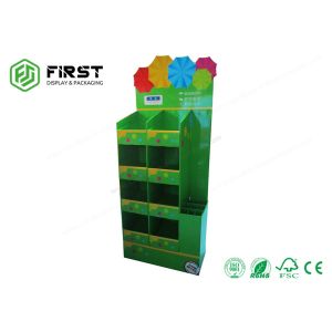 UV Coating Customized Logo Cardboard Floor Displays , Sturdy Structure
