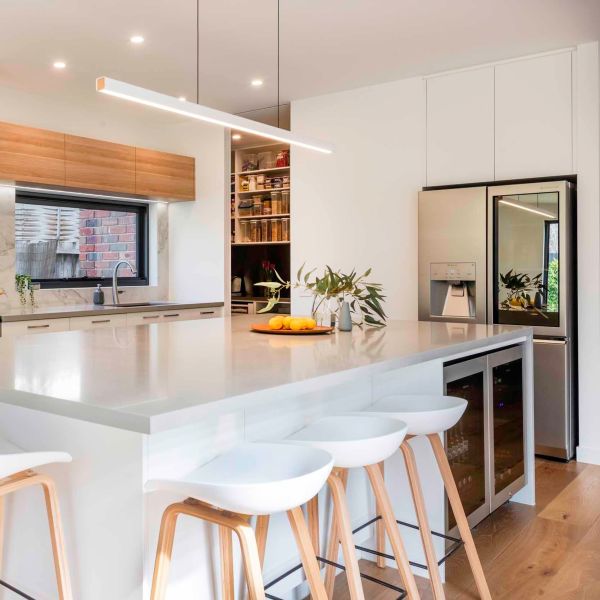 L Shape Open Type Melamine Kitchen Cabinet With Island