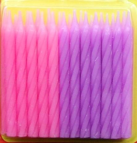Buy Pink And Purple Color Spiral Cake Candles For Grils Birthday Party Decorative at wholesale prices