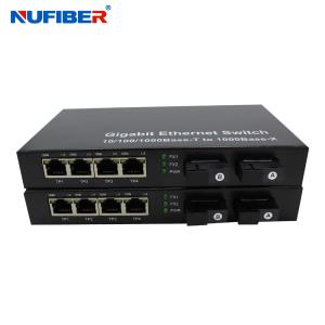 SM Dual Fiber Four Port Ethernet Switch Auto Negotiation Function Fiber Ethernet Switch