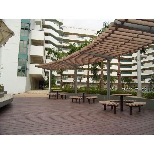 Bi Color Hollow Terrace ECO Wpc Board Decking Brushing Surface