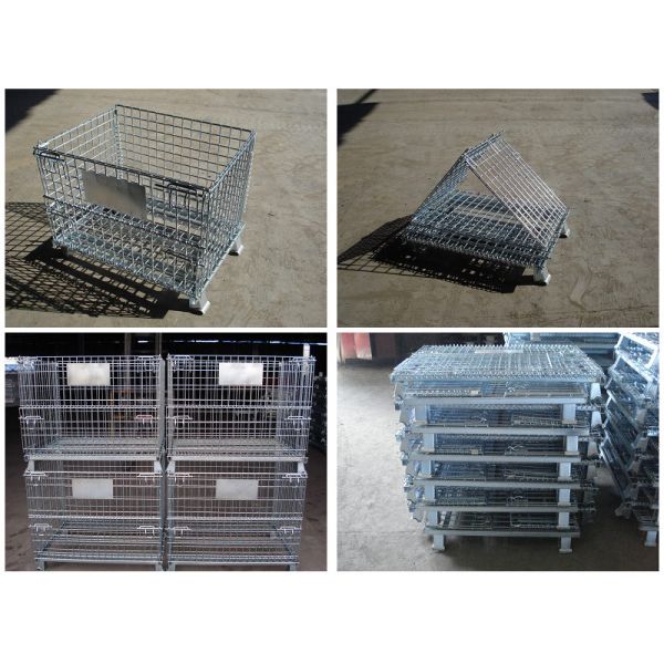 Customized Qualified Collapsible Rolling Metal Wire Mesh Storage Cage