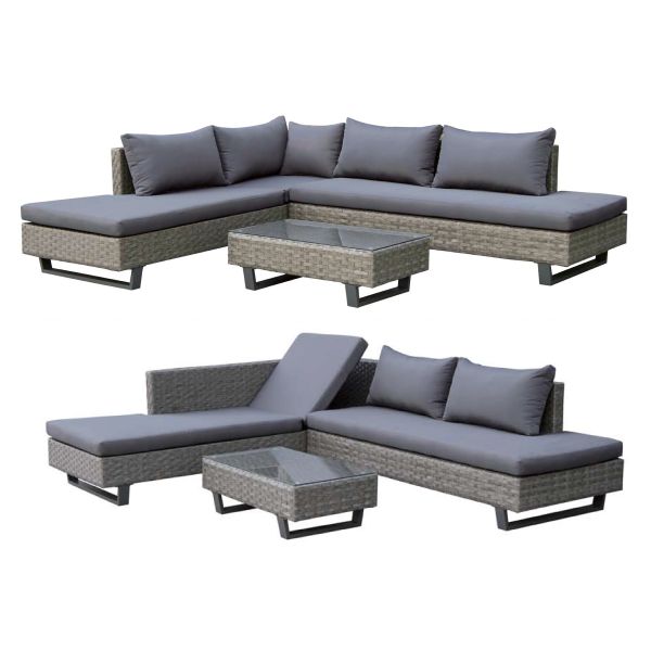 L Shaped Breadth 1750mm 760mm Depth Rattan Wicker Sofas For Garden