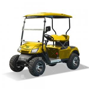 China Yellow Color 14 Inches Off-Road Tires 4 Wheel Utility 2 Seater Golf Cart With Foldable Front Windshield on sale