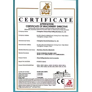Changzhou Chenye Warp Knitting Machinery Co., Ltd. Leave Messages Certifications