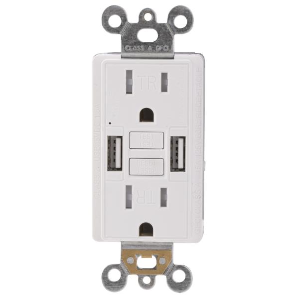 Buy 15A Ground Fault Circuit Interrupter 120V With USB Power Outlet at wholesale prices